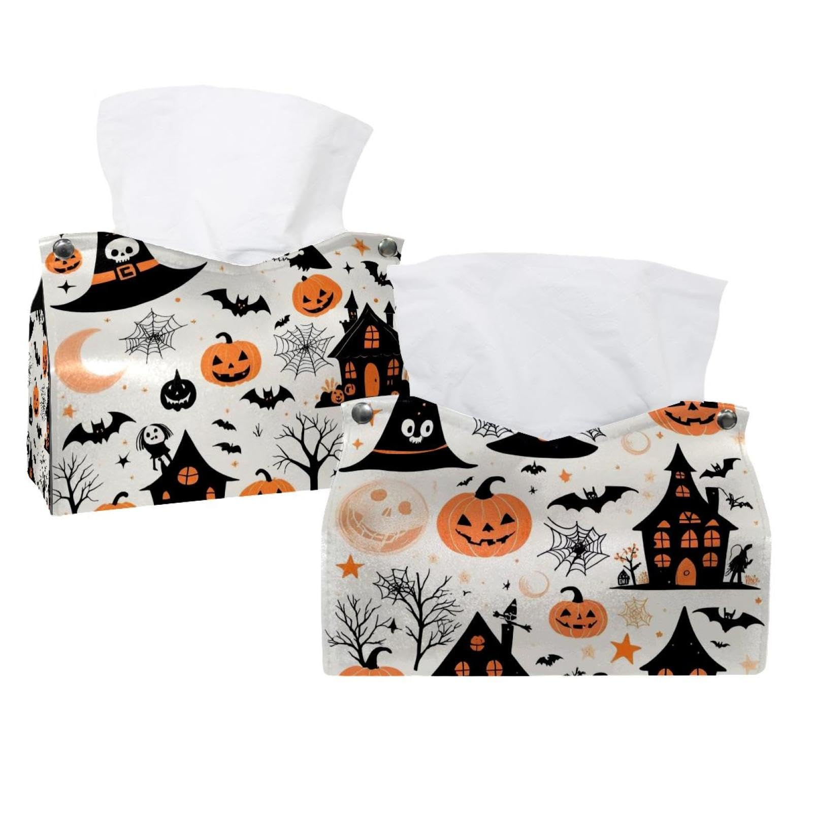 Boîtes à mouchoirs vectorielles : lot de 2 housses en tissu avec motifs Halloween