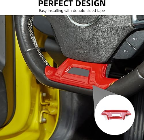 Miniatura 5 de RAZPOY Para Camaro - Moldura de volante compatible con Chevrolet Chevy Camaro 2016-2023, color rojo