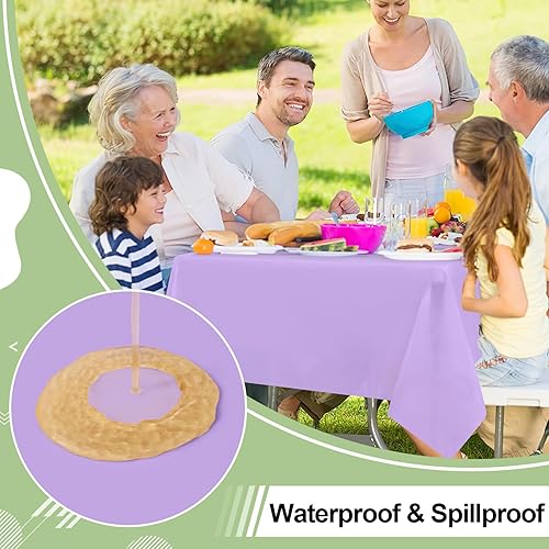 Miniatura 3 de misaya Paquete de 6 manteles desechables, 54 x 108 pulgadas, mantel de plástico impermeable y rectangular, para picnic, cumpleaños, fiesta, lavanda