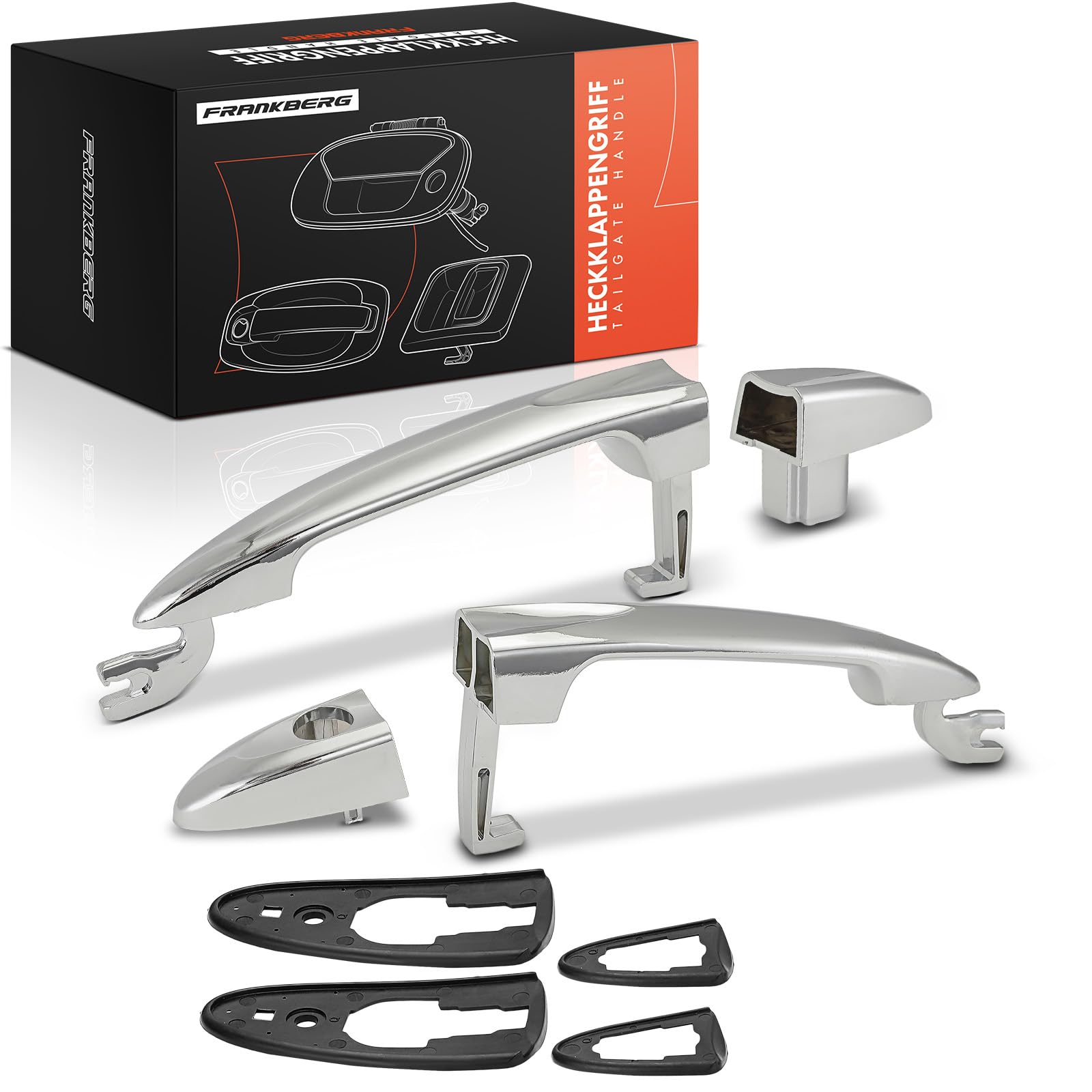 Frankberg 2x Maniglia dell'auto Maniglia Apriporta dell'auto Esterno Anteriore sinistro Destro Plastica Argento Cromata Compatibile con Ypsilon 843 Compatto 2003-2011 Replace# 735409024