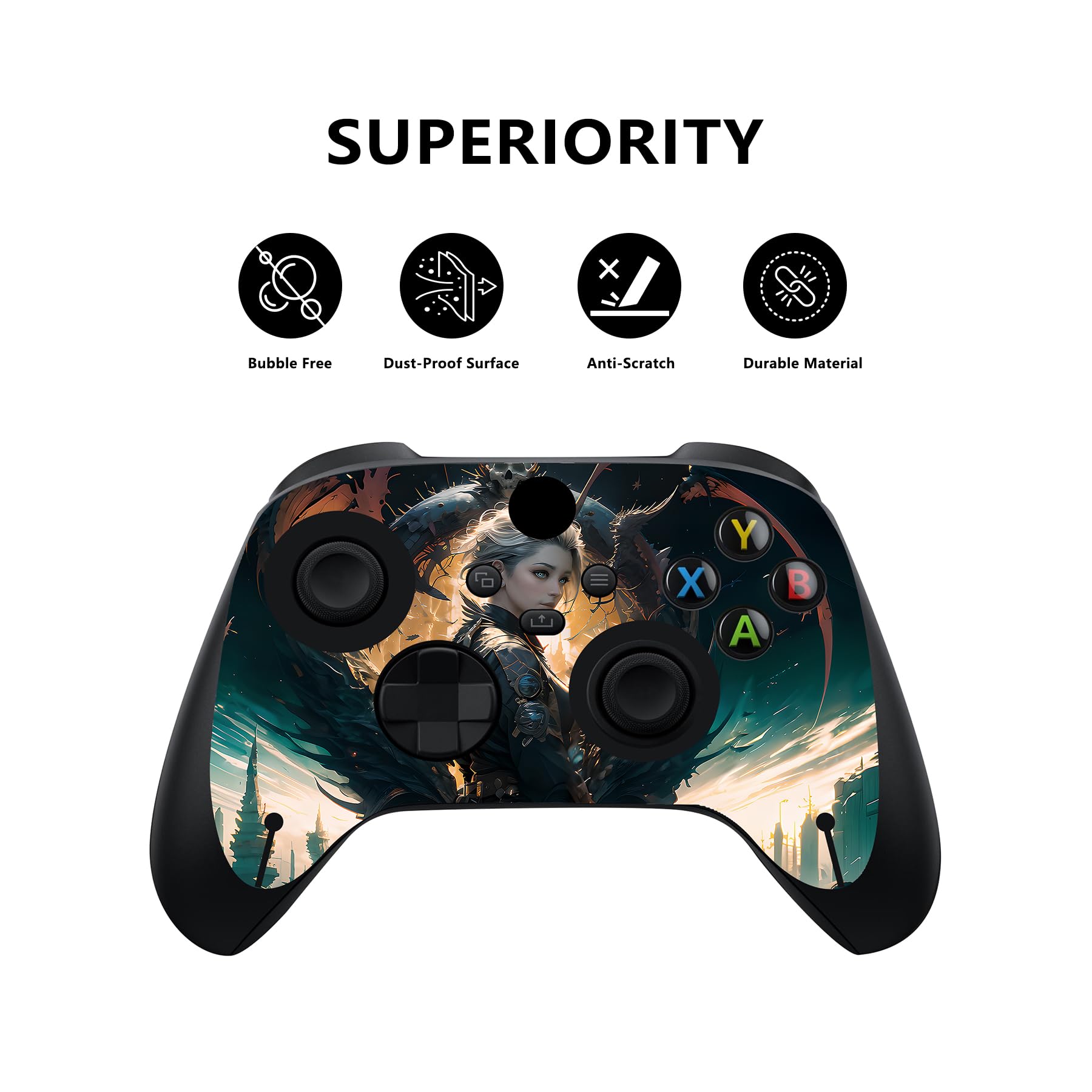 playvital Autocollant Manette pour Xbox Series X Accessoires Protection,Stickers pour Xbox Series X Console Skin-Vision du Dragon