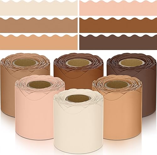 6 rollos de bordes coloridos de 196.8 pies para tablón de anuncios, bordes festoneados para tablón de anuncios, decoración de tablón de anuncios,