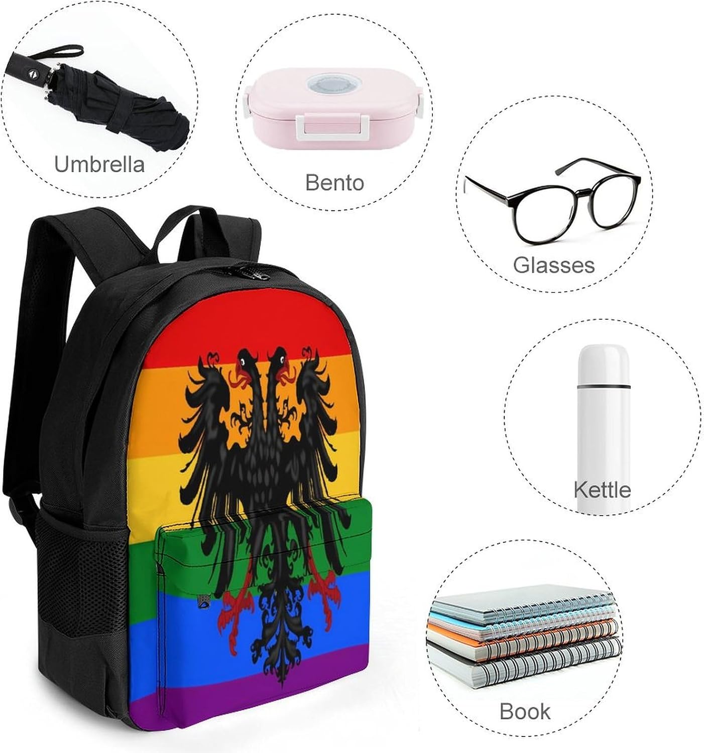 LGBT Proud Holy Roman Emperor Flag Backpack Lightweight Backpacks Work Bag
