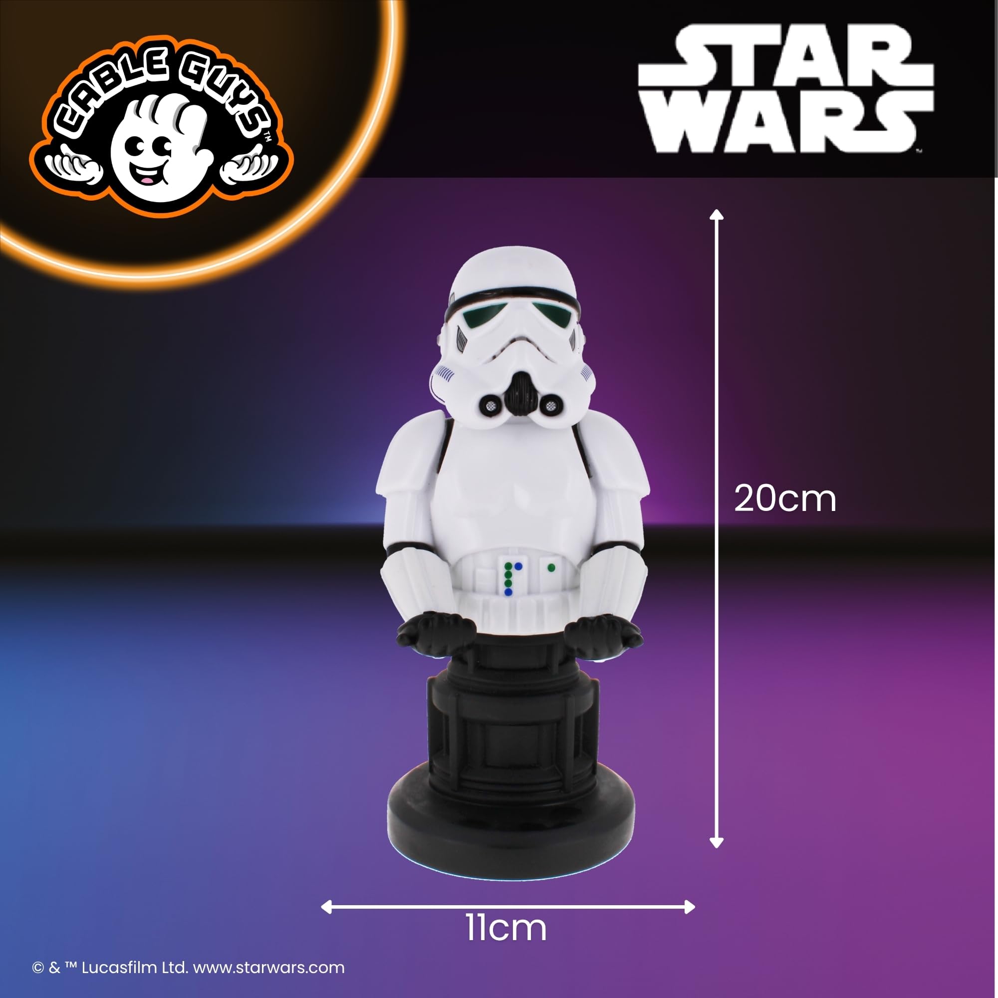 Cableguys Star Wars Stormtrooper Controller Halter & Handy Ständer - Gaming Zubehör für Schreibtisch-Setup, Ständer Kompatibel mit Xbox-, PlayStation- & den meisten Standard-Controllern