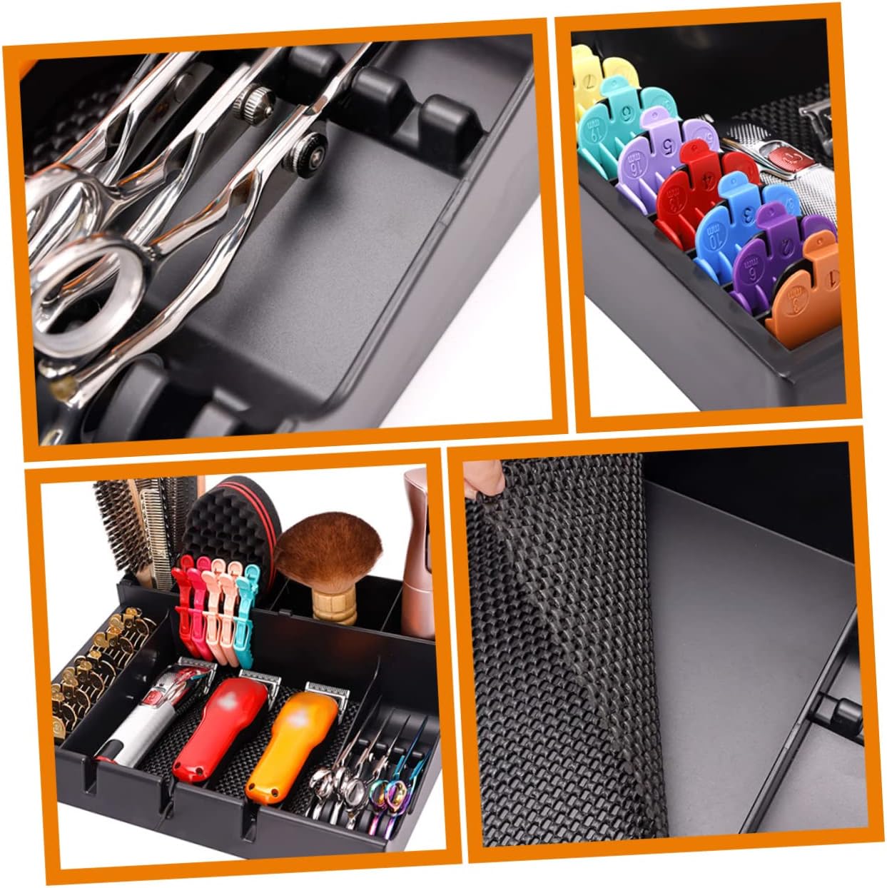 MERRYHAPY Clipper for Storage Case Holder Salon Portable Haircut Station Trimmer Clippers Barber with Hair Tray Notches Organizer Tools Keeper Razor