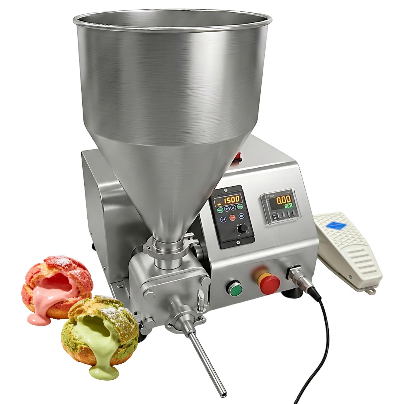 Injecteur de Confiture Professionnel 20L pour Beignets, Machine à Churros Automatique en Inox 304 avec Pédale, Doseuse de Fourrage pour Pâtisserie et Restaurant