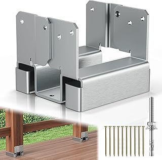 12 Pcs 4x4 Post Base for Concrete, 4x4 Post Brackets for Wood Posts, Galvanized Decking 4 x 4 Concrete Post Anchors for Deck, Pergola, Fence, Gazebo