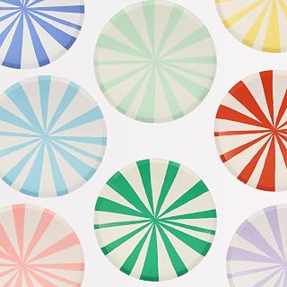 Meri Meri Striped Paper Plates, Pack of 8 Disposable Plates | Available in a Range of Fun, Bright Colors and 2 Sizes (Side & Dinner), Versatile for All Your Events