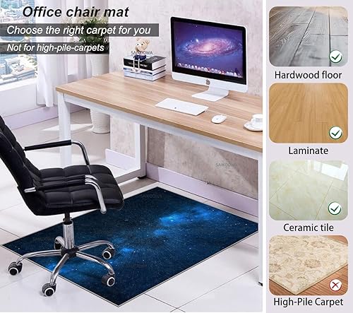 Miniatura 3 de Tapete para silla para suelo de madera dura, 48 x 36 pulgadas, tapete para debajo del escritorio, para silla de computadora con ruedas y suelo de