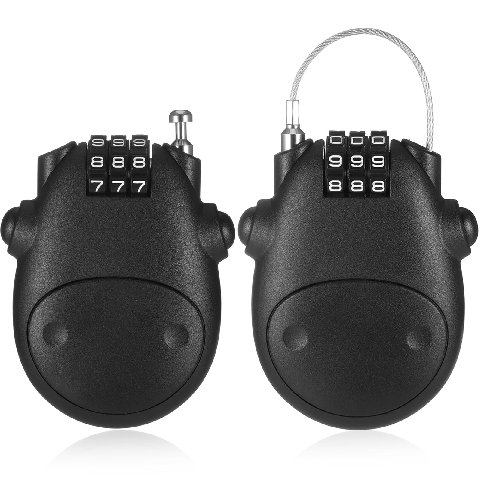 Fentar 2 candados de cable, cerradura de combinación pequeña a prueba de óxido, cerradura flexible para casco, cerradura de scooter, cerradura de bicicleta ligera, bloqueo de cable retráctil de acero