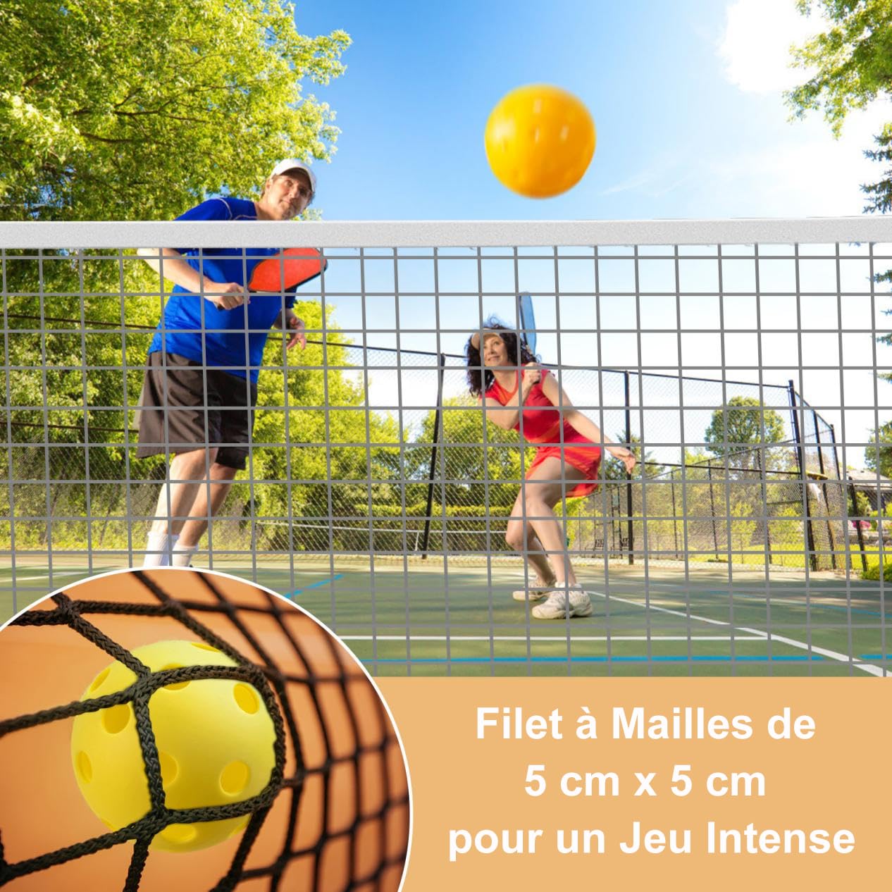 GYMAX Filet de Pickleball Portable 670X92CM en Polyester Durable, avec Base Stable & Sac de Transport en Oxford, Réglage Rapide, Idéal pour Intérieur/Extérieur/Gym/Cour