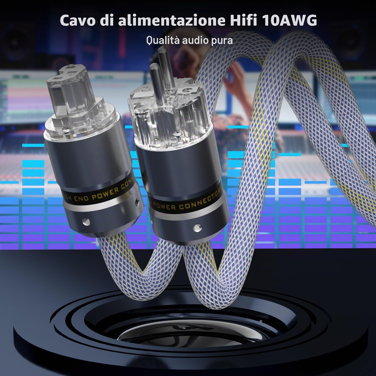 Audiophile - Cavo di alimentazione HiFi 10 AWG, cavo di alimentazione HiFi 125 V/15 A, IEC320-C15, spina femmina per altoparlanti, subwoofer, giradischi, amplificatore (1 M/3,3 piedi)