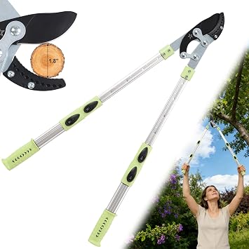 Extendable Loopers for Tree Trimming, 24-42 Heavy Duty Thick Branches Cutter Lopping Shears with SK5 Steel Blade, Pruning Shear with 1.8 Cut Capacity, Loppers with Compound Action for Gardening