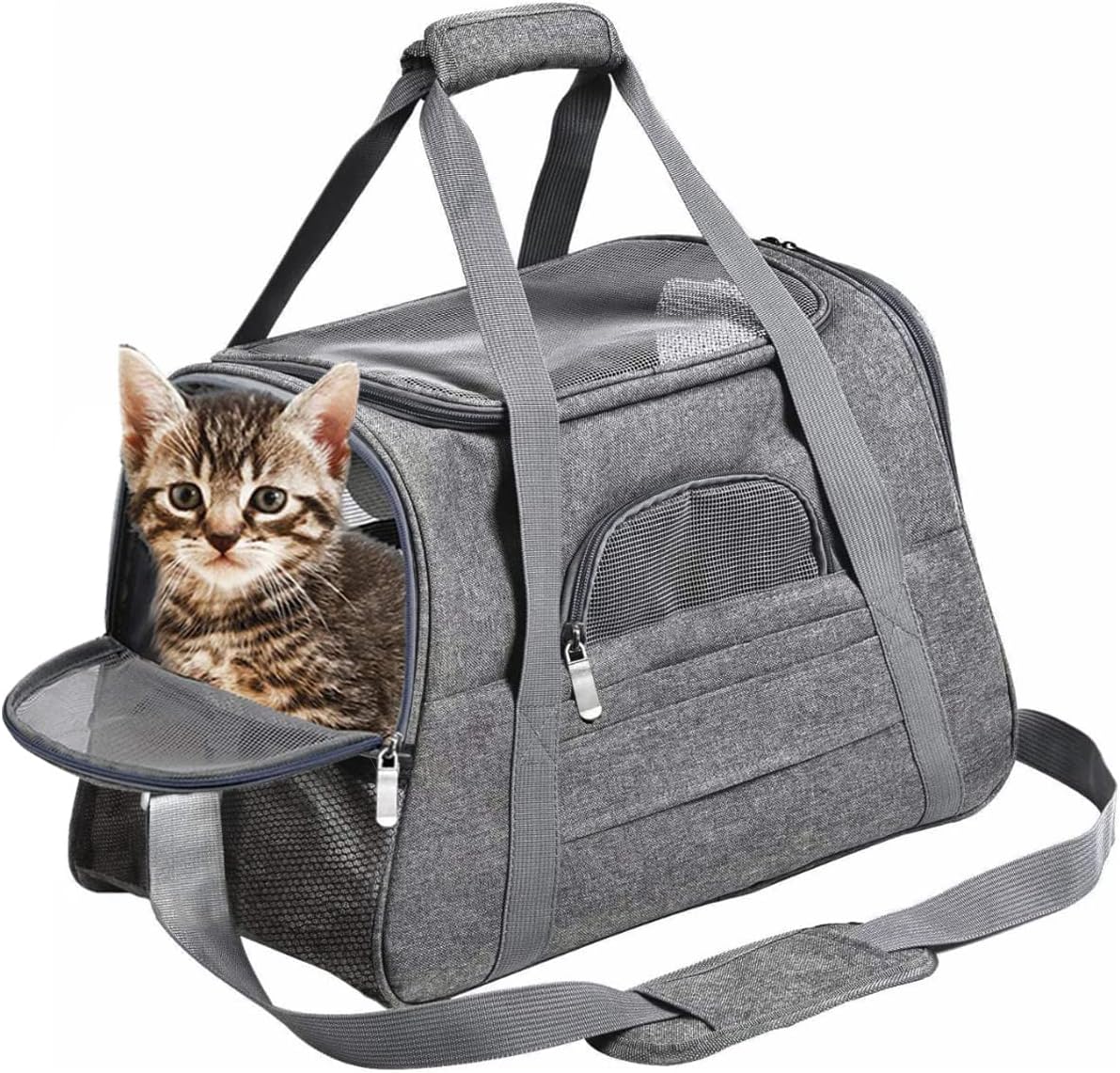 Bibykivn Sac de Transport pour Chat Chien, Caisse de Transport Chat Respirant et Pliable Cage