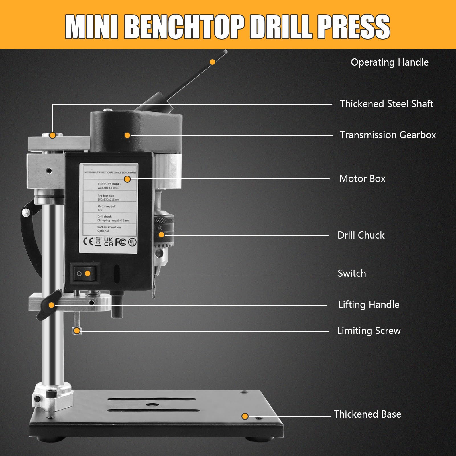 Mini Drill Press - 200W Portable Benchtop -2 Mini Drill Press - 200W Portable Benchtop -2