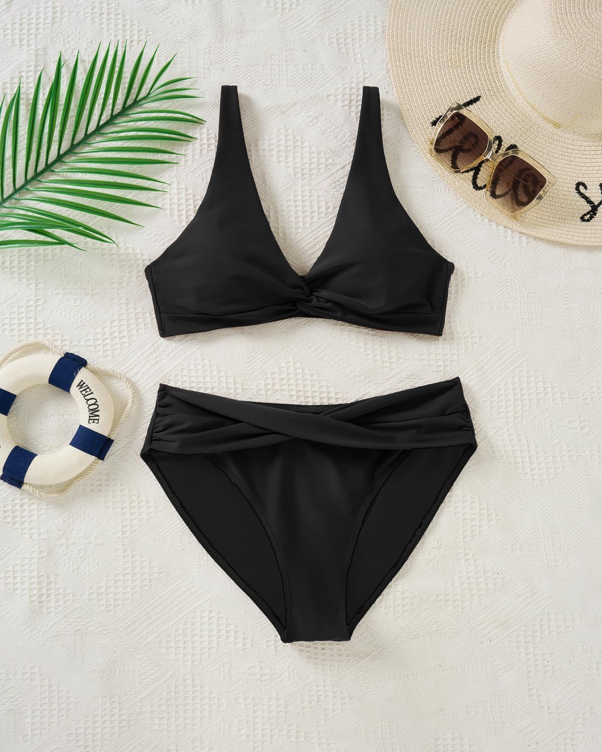 Yonique Women Two Piece Swimsuit - Knot Twist Bikini Set V Cut Bathing Suit 2026 Teen Bikini - Image 3