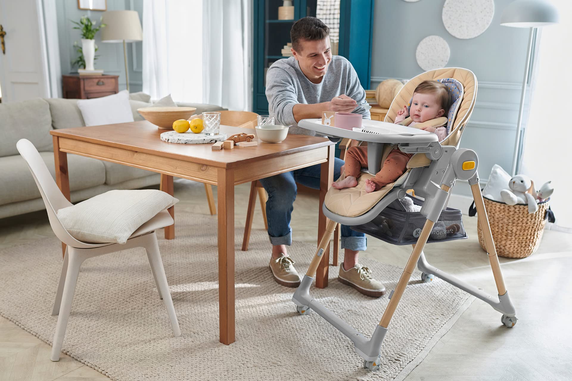 Kinderkraft LASTREE Seggiolino Pappa Reclinabile 0-36 Mesi, Funge da Sdraietta con Barra dei giochi, Schienale Poggiapiedi regolabile, Regolare l'altezza del Sedile, Grigio
