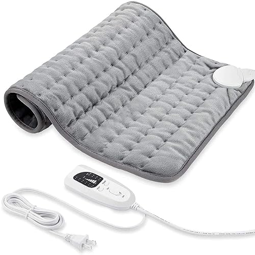 Heating Pad, Electric Heating Pad for Dry & Moist Heat, Electric Heat Pad with Multiple Temp & Timer Settings, Auto Off.(Light Gray, 24"X20") - Light Gray - 24"X20"