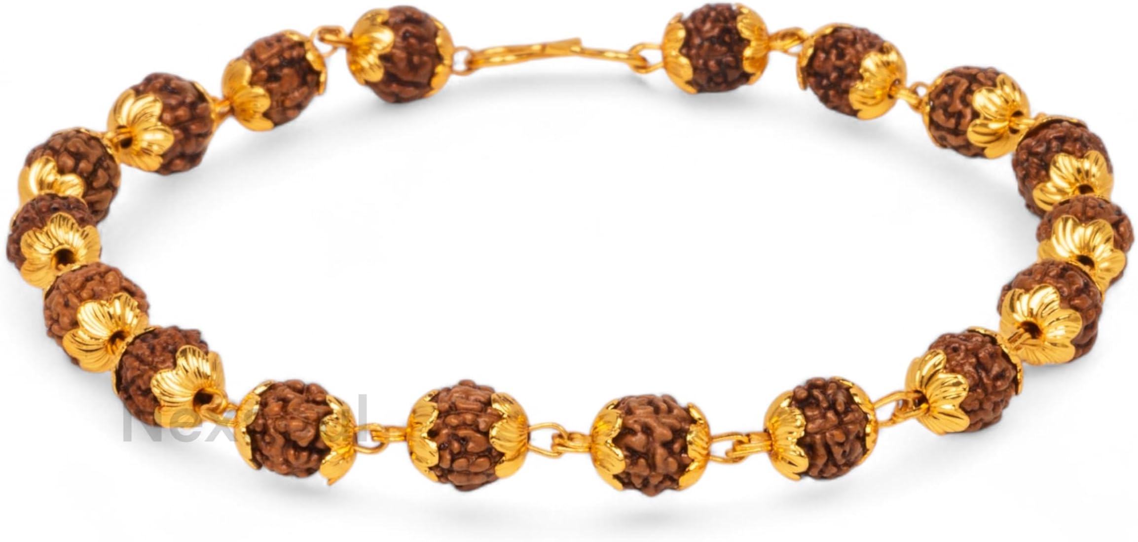 NEXSOUL Classic Rudraksha Bracelet for Men | Premium Panchmukhi Rudraksha | Gold Plated Men's Bracelet | Spiritual Jewellery | Shivyana Enterprises