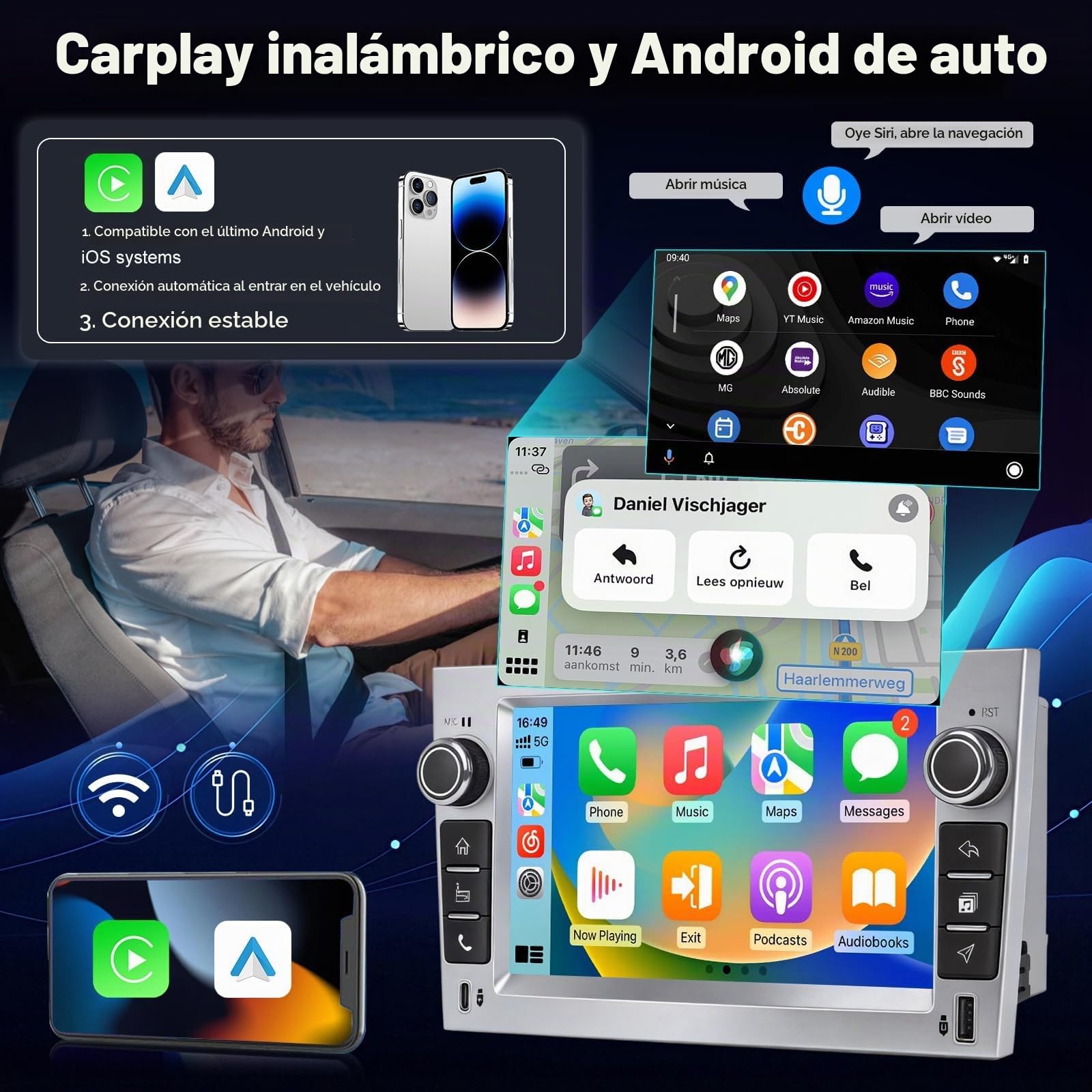 [4+64G] Radio Android para Opel Corsa Astra Zafira Meriva Vivaro Combo Tigra TwinTop: 7 Pulgadas Pantalla Táctil IPS con Carplay y Android Auto, 5G/WiFi, GPS, BT 5.0 + Cámara de Marcha Atrás