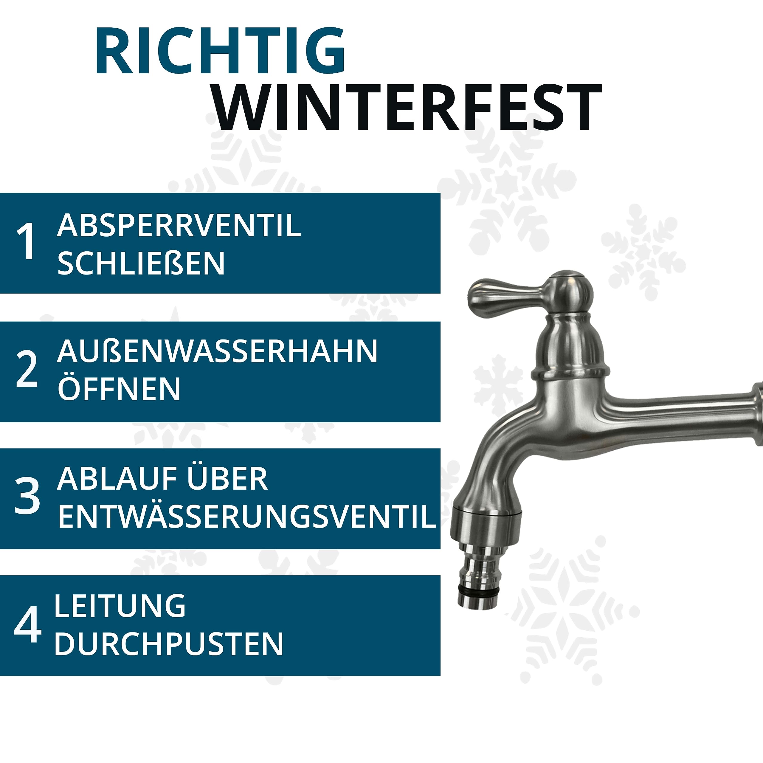 Wasserhahn aus Edelstahl, Wasserhahn Garten, Wasserhahn Wandmontage für außen und innen 145 mm, 3/4 Zoll Wasserhahn passend für Wassergartensäule, Design Auslaufhahn, Gartenwasserhahn