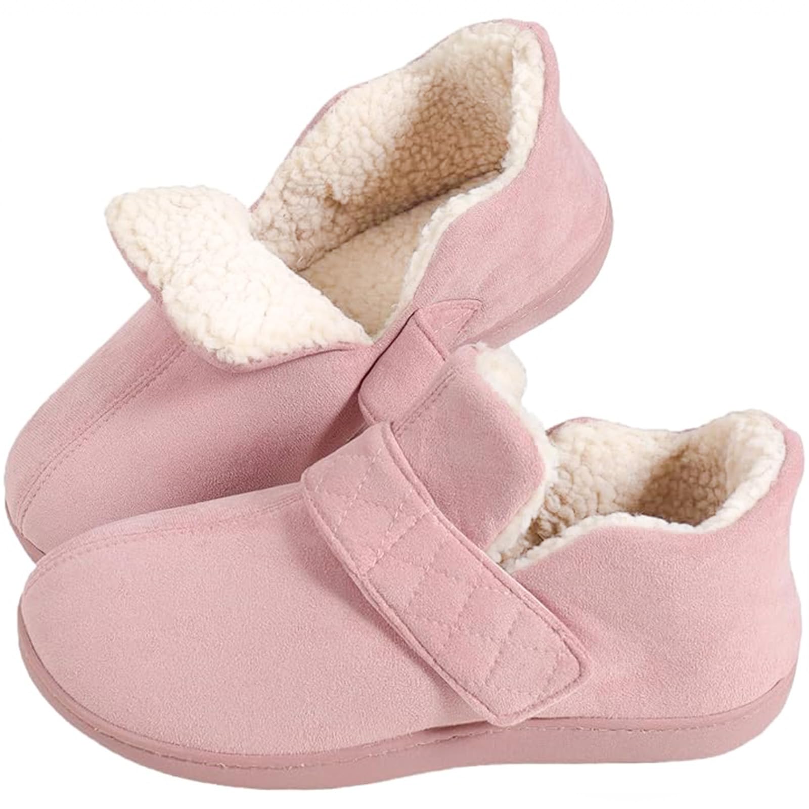 Zizor Women's Velcro Adjustable House Shoes Slippers Indoor Outdoor with Memory Foam, Warm Winter Fuzzy Lined Home Slippers