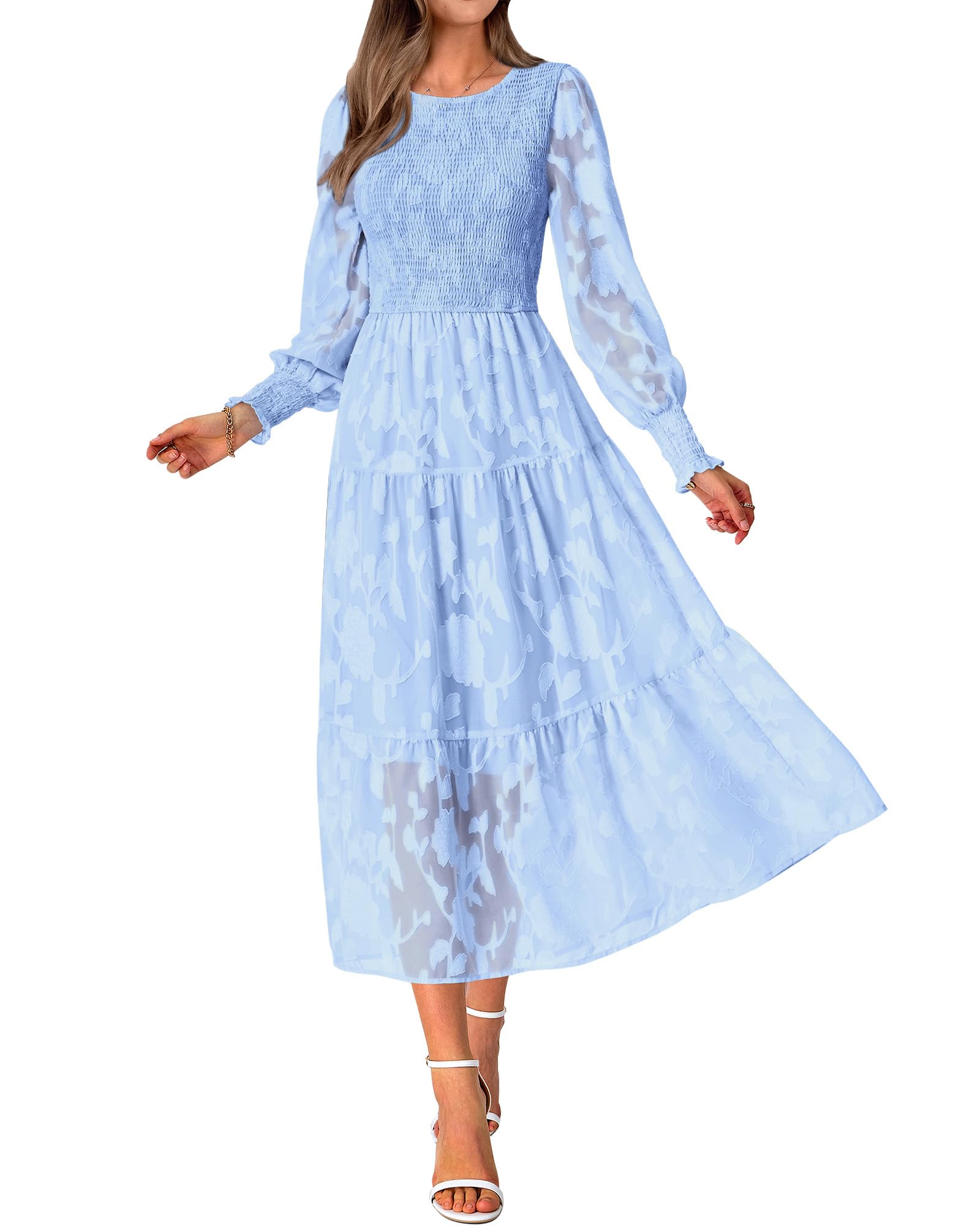 BTFBM Wedding Guest Dresses for Women Spring Fashion 2026 Casual Long Sleeve Floral Maxi Boho Homecoming Dress