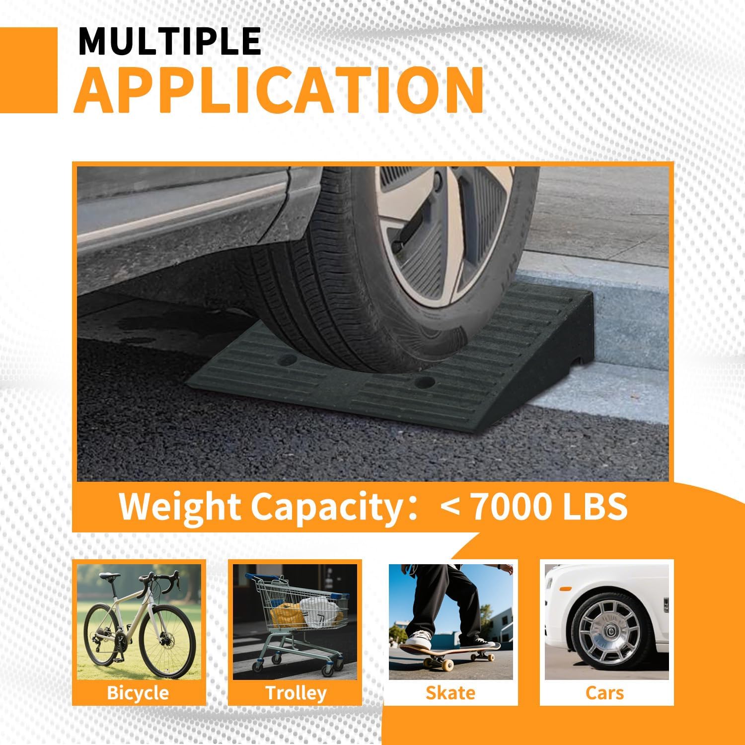 4 inch Rise 2pack Rubber Ramps for Wheelchair Threshold Driveway Doorway Curb Sheds, for Car Motorcycle Bike Lawn Mowers, 7000lbs Heavy Duty Powersports Loading Ramp