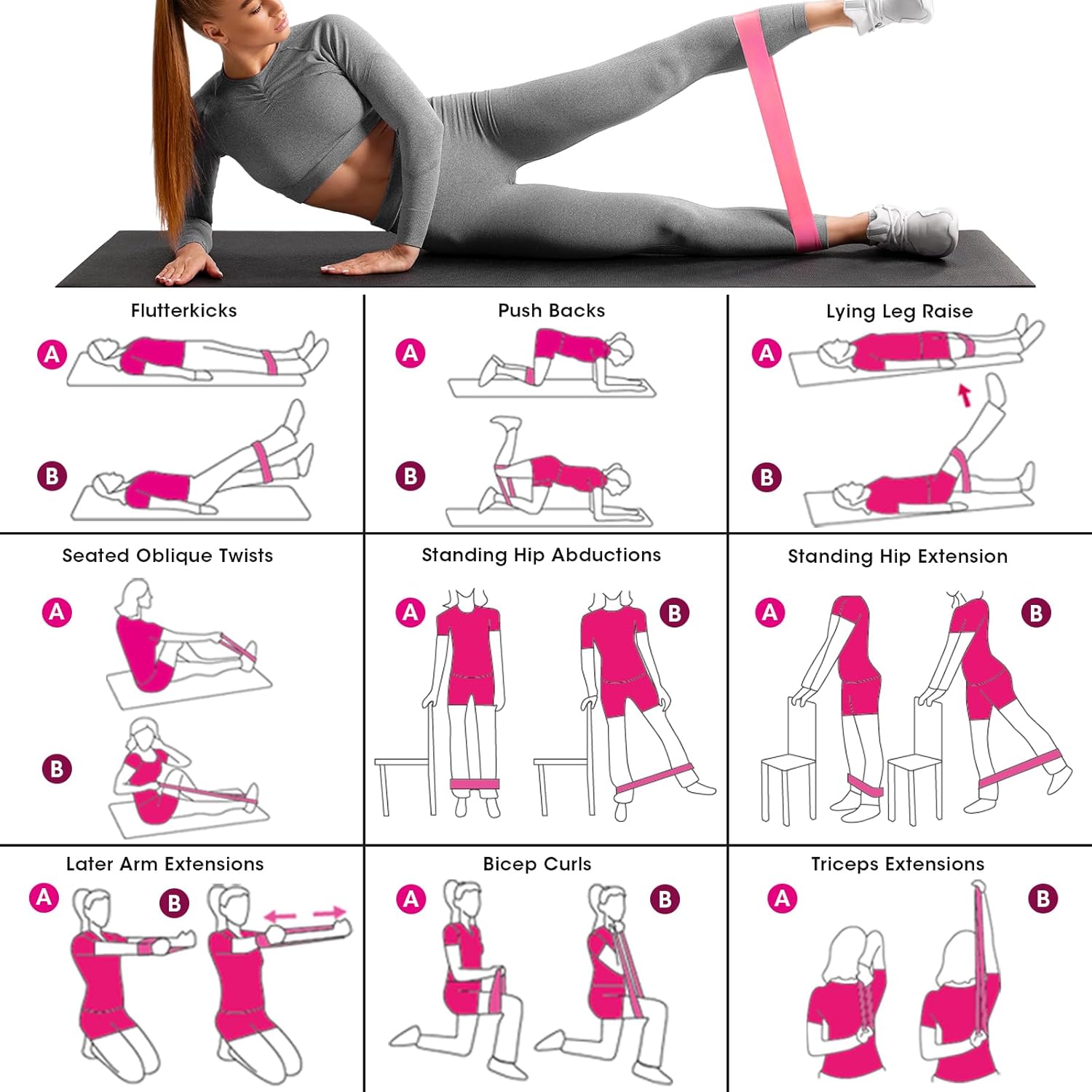 Resistance Bands, Mini Loop Resistance Bands Exercise Workout Bands for Women Elastic Bands for Whole Body Fitness Booty Leg Stretching Physical Therapy Strength Training