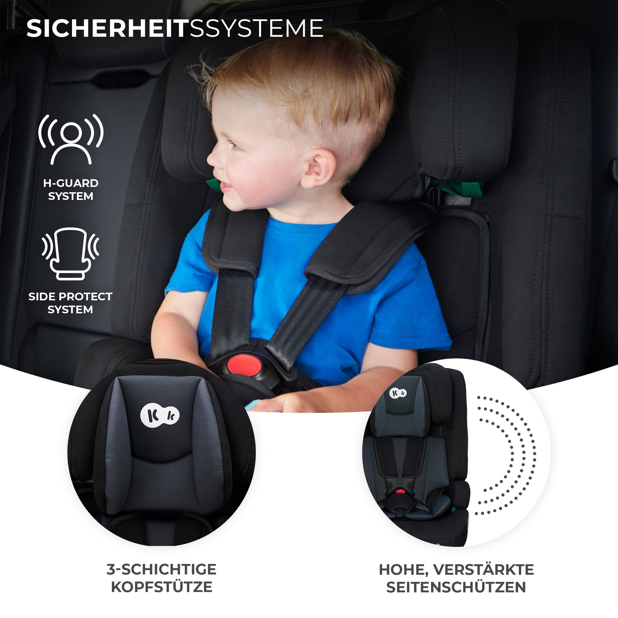 Kinderkraft SAFETY FIX 2 I-SIZE Kindersitz 76-150 cm 9-36 kg Isofix 5-Punkt-Gurte Grau