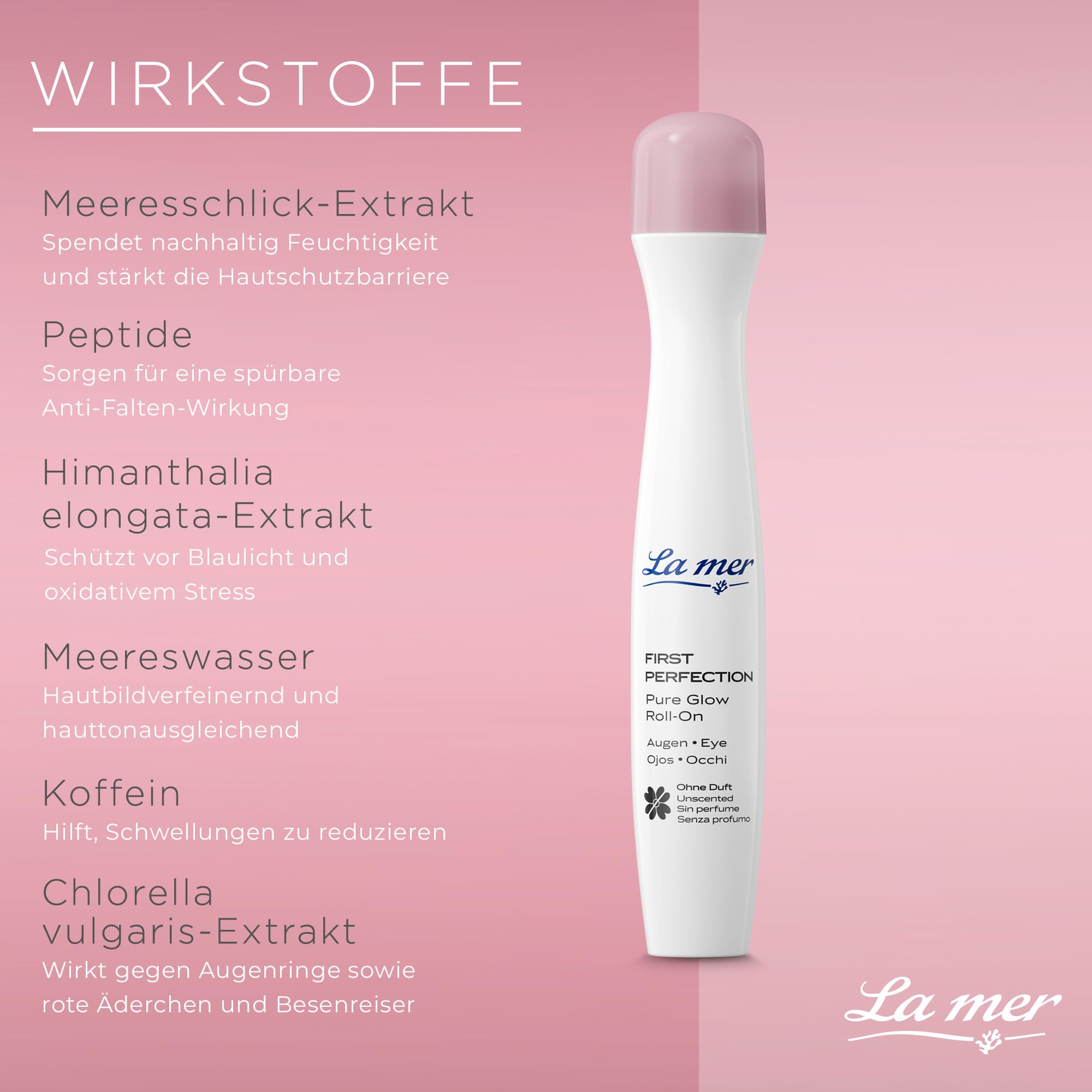 La mer First Perfection Pure Glow Roll-On - Augengel gegen die ersten Zeichen von Aging - Glättet die Haut und spendet Feuchtigkeit - Mindert Schwellungen, Augenringe und rote Äderchen - 15 ml