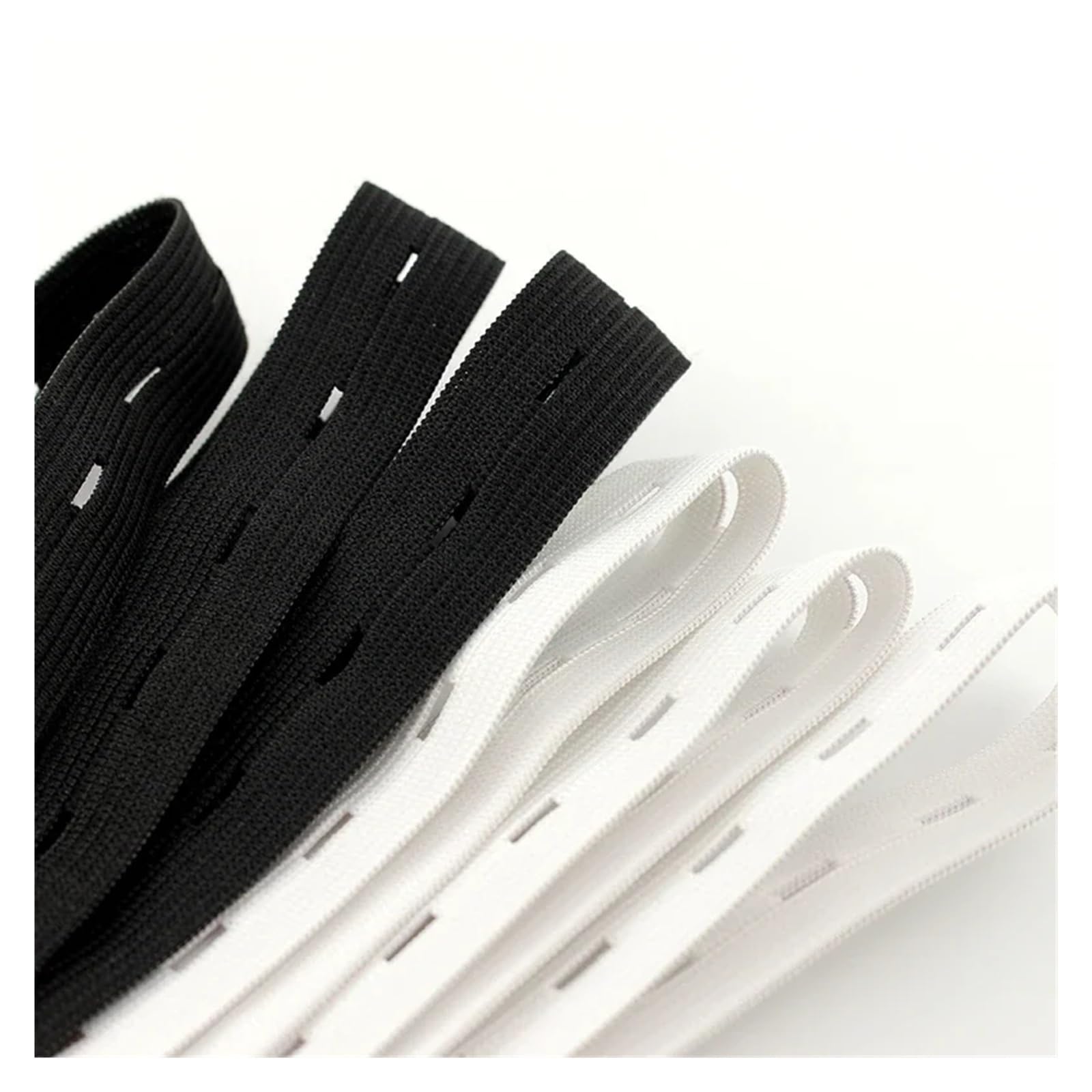 Cinta De Cinta Con Banda Elástica De Punto Con Ojal | 15/20/25/30mm hilo blanco negro correas elásticas artesanía accesorios de costura DIY 40 metros(25mm white 40meter)