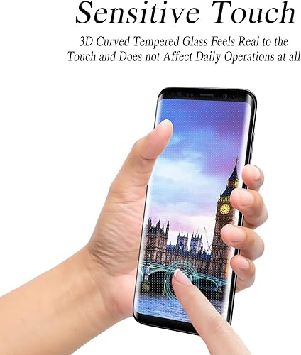 Miniatura 3 de MAYtobe Protector de pantalla de vidrio para Samsung Galaxy S9, vidrio templado curvado 3D, compatible con fundas, antiarañazos, sin burbujas, fácil