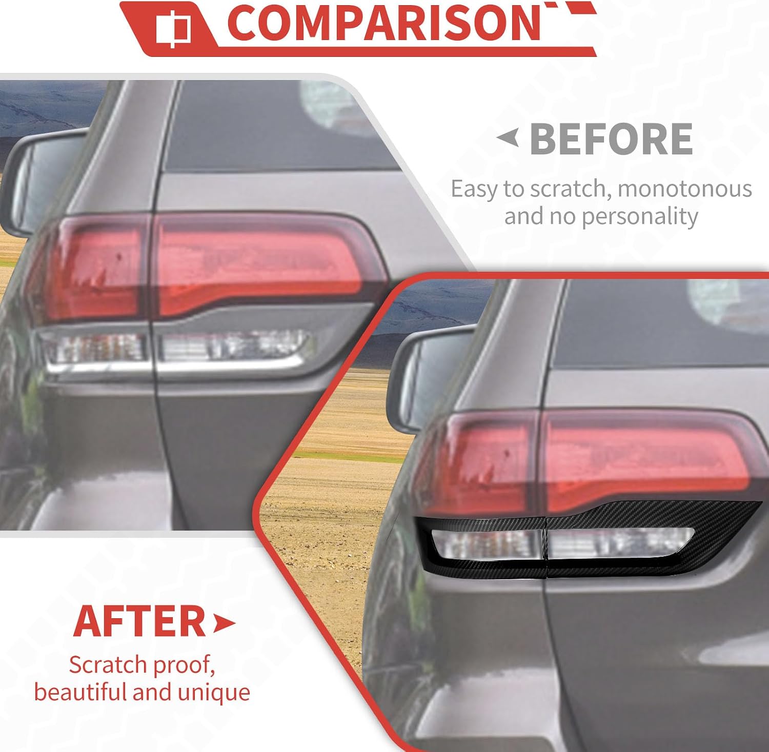 Taillight Cover Fit for Jeep Grand Cherokee 2014-2020 Tail Lamp Trim Rear Light Decoration Exterior Accessories