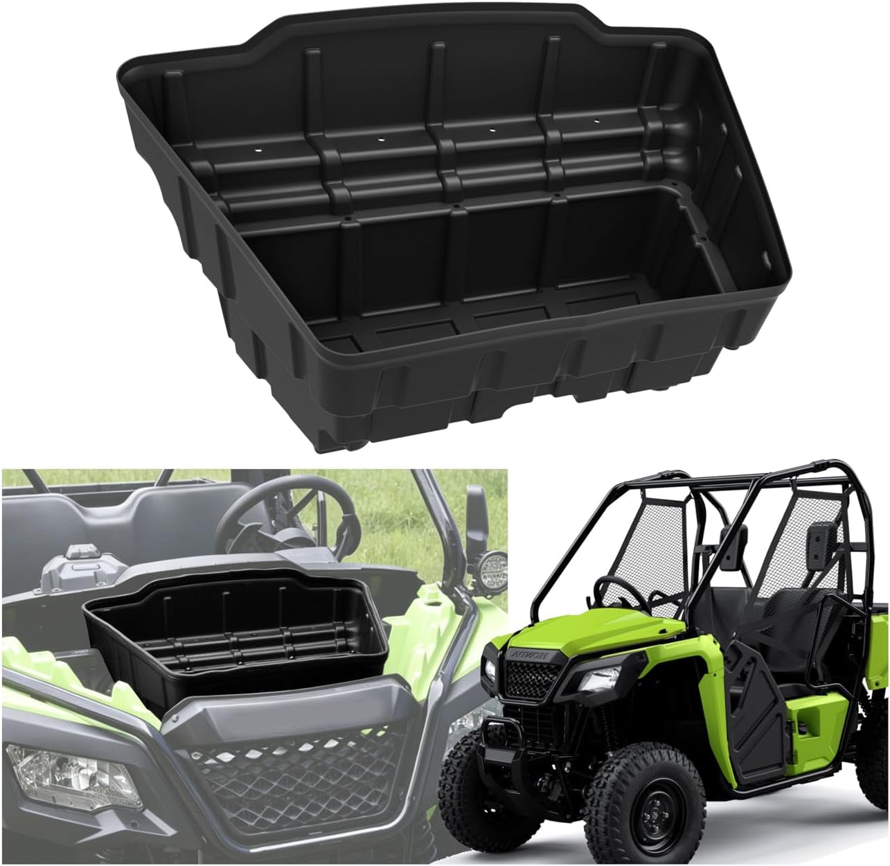 Under Hood Storage Box for Honda Pioneer 500 520, 19L Durable PP Front Underhood Tray Tool Box with Rubber Seal for Honda Pioneer 500 2015-2023/520 2021-2026 UTV Accessories