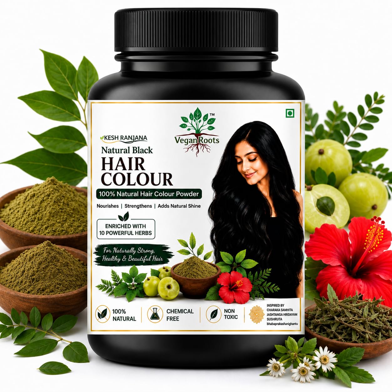 Kesh Ranjana Natural Balck Hair Colour | Ammonia Free Hair Color l 10 Organic Herbal Extracts l Natural and Healthy Shine 200g-image-11