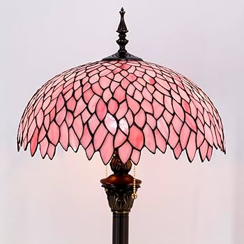 WERFACTORY Tiffany Floor Lamp Pink Wisteria Stained Glass Standing WERFACTORY Tiffany Floor Lamp Pink Wisteria Stained Glass Standing