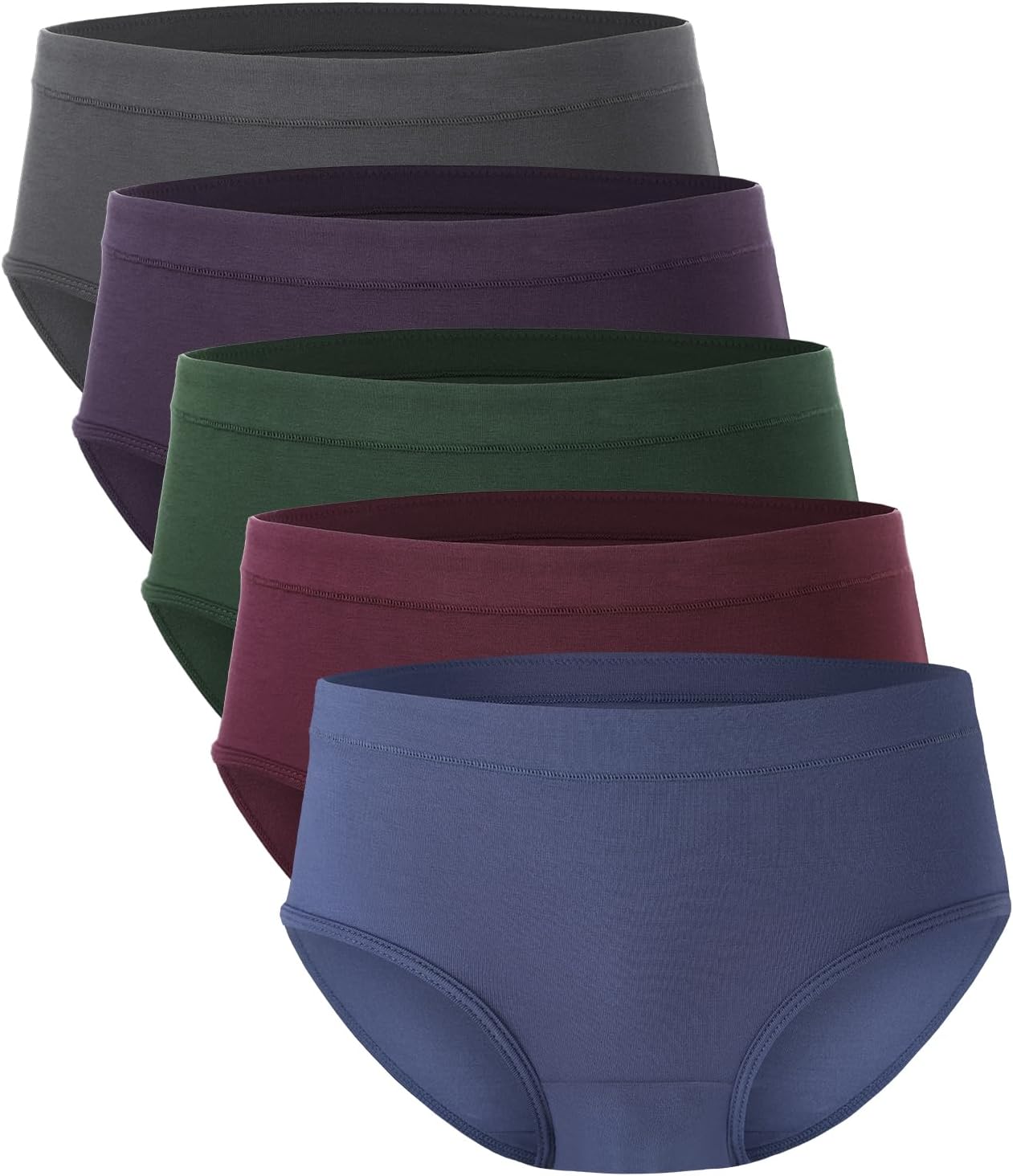 Womens Underwear, Moisture-Wicking Briefs, Soft and Breathable Panties, Mid Waist, 5-Pack