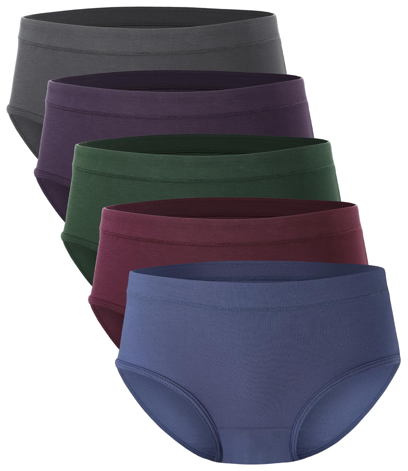 BAMBOO COOL Womens Underwear Moisture-Wicking Briefs Soft and Breathable Panties Mid Waist 5-Pack