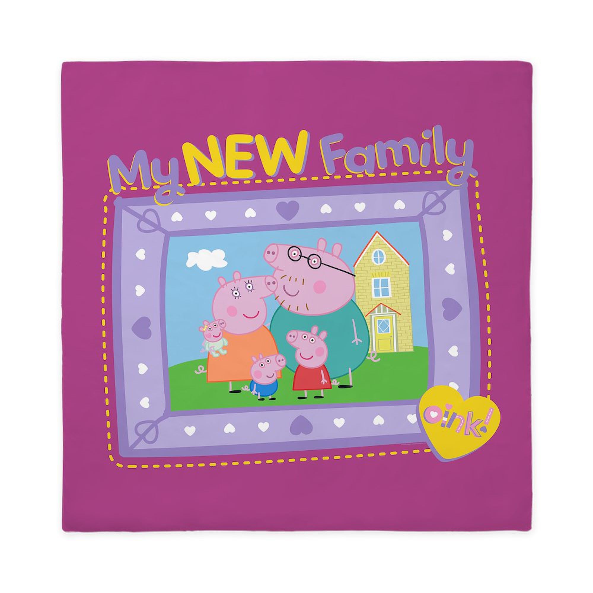 CafePress Peppa Pig: My New Family Queen Duvet Cover, Printed Comforter Cover, Unique Bedding