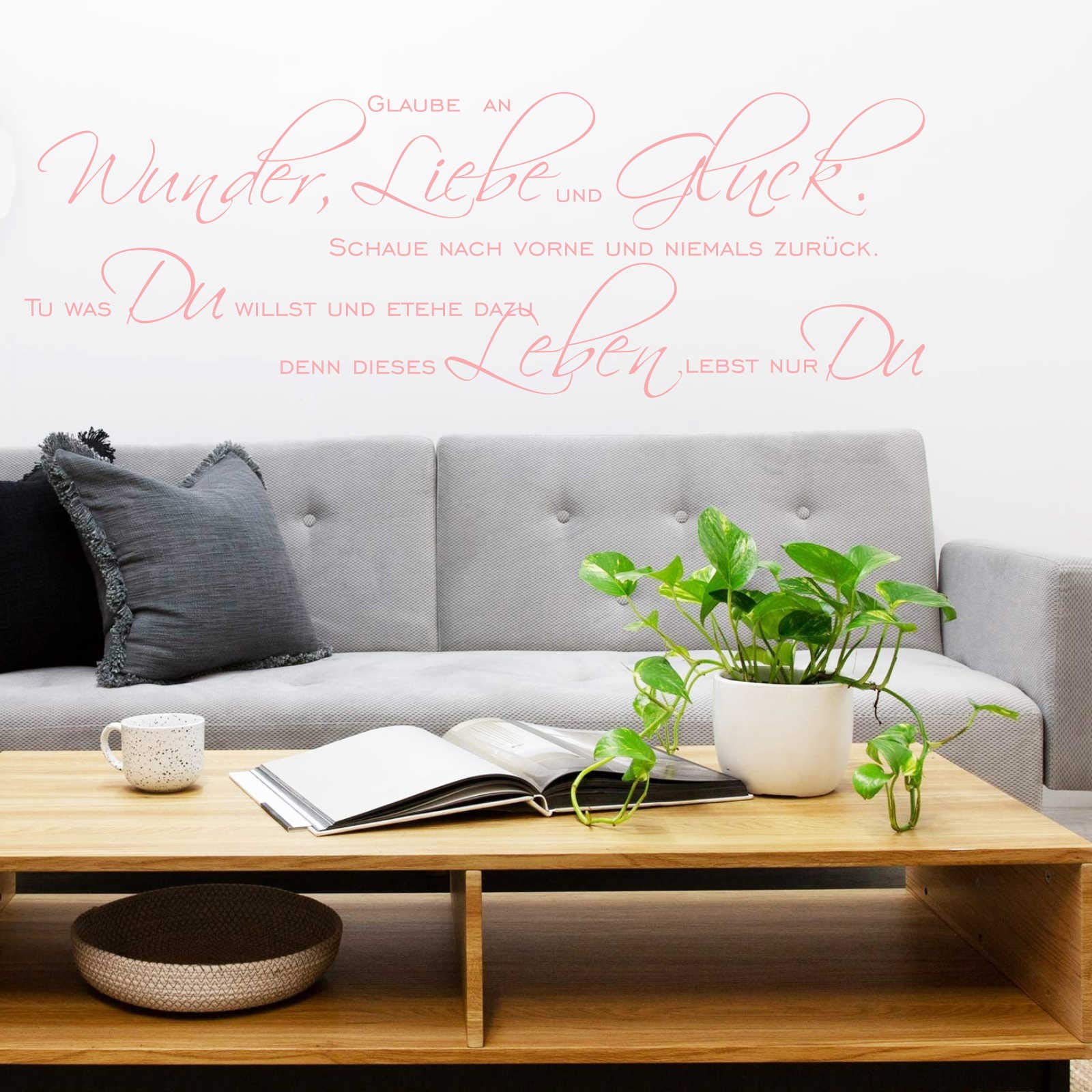INDIGOS UG - Decalcomanie da muro - adesivi da parete - Murale - "Miracoli e felicità", 120 x 40 cm - Rosa chiaro - Decorazione per soggiorno, camera dei bambini, ufficio, scuola