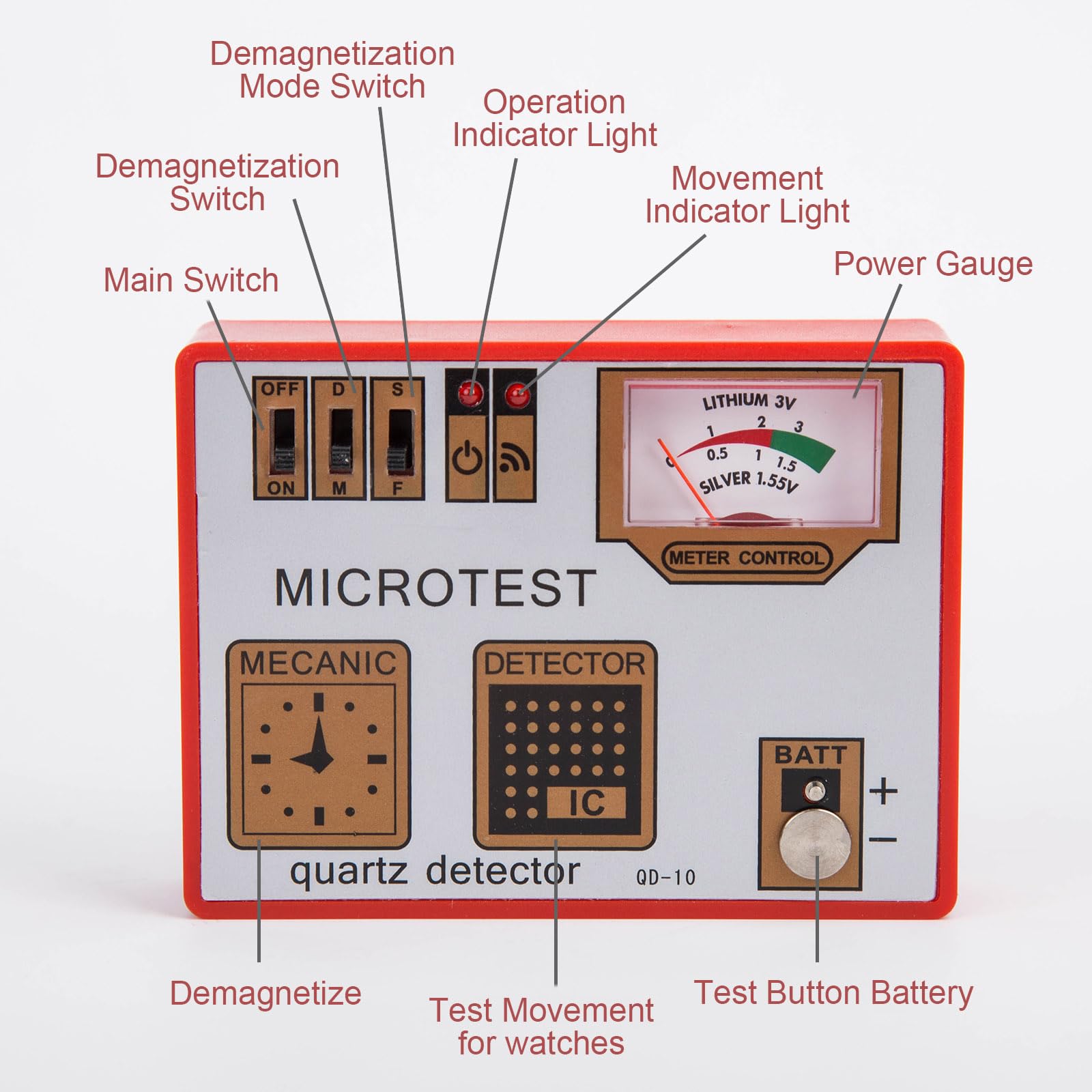 Batterietester Checker, Entmagnetisierer Timegrapher, Universal Uhrenprüfer Tester, Quarz Tester Maschine zum Messen des Pulses der Uhrenentmagnetisierung