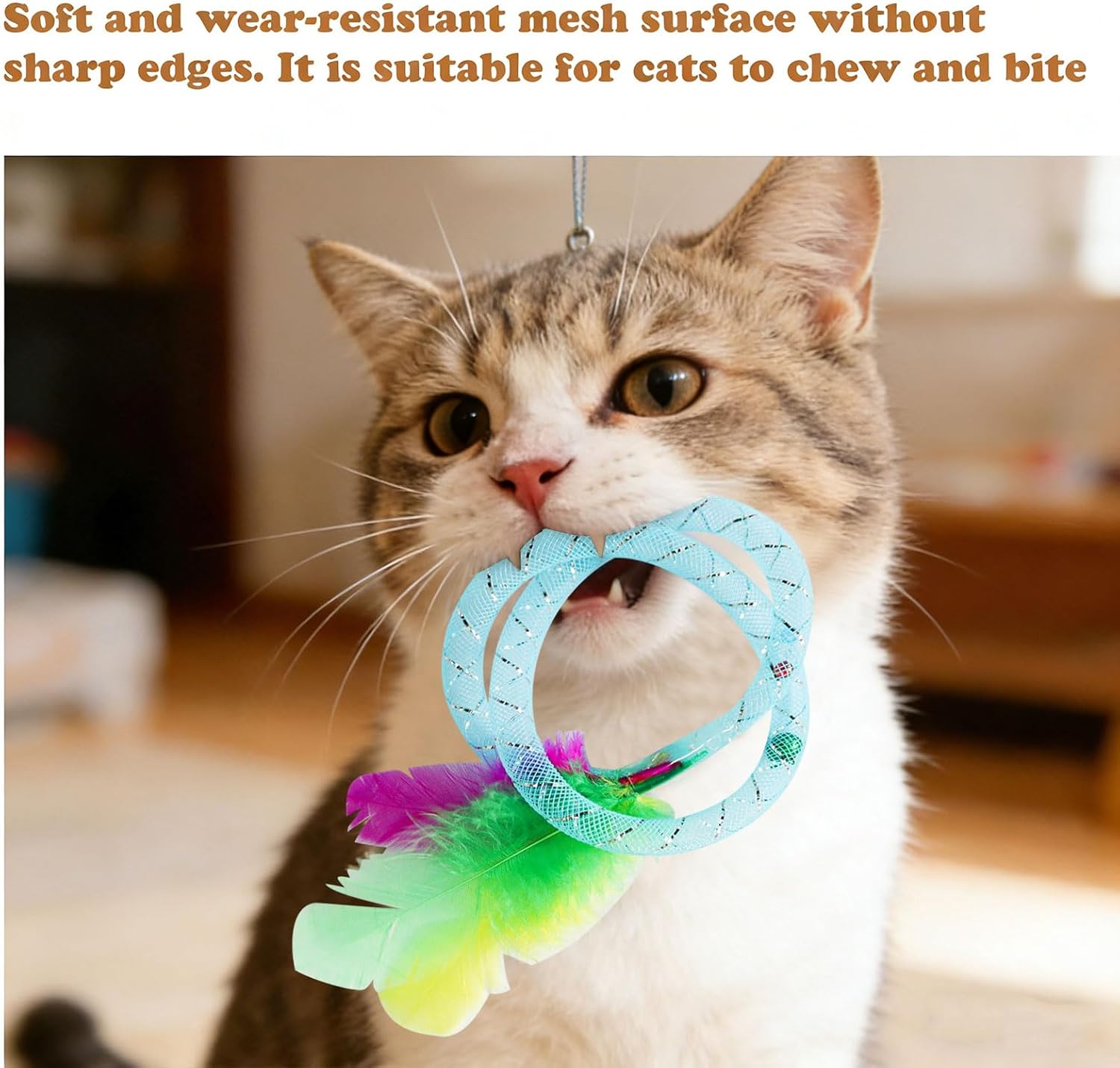 Andiker 2 PCS Cat Tube Toys, Lightweight Cat Spring Toy with Feather and Bells, Interactive Kitten Chew Toy for Chewing, Batting, Teething, Hunting Play image 4