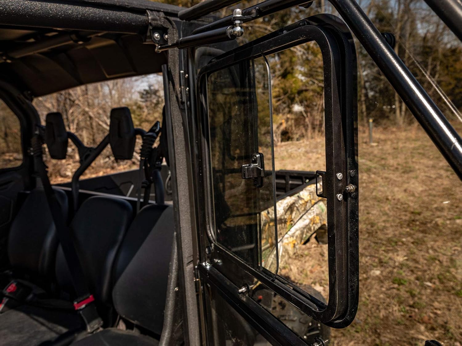 SuperATV Yamaha Viking Cab Enclosure Doors, See Fitment, Made of Scratch Resistant Lightly Tinted Polycarbonate, Side Mirrors Included, Built in Sliding Window - Key Locking Latches - Made in USA