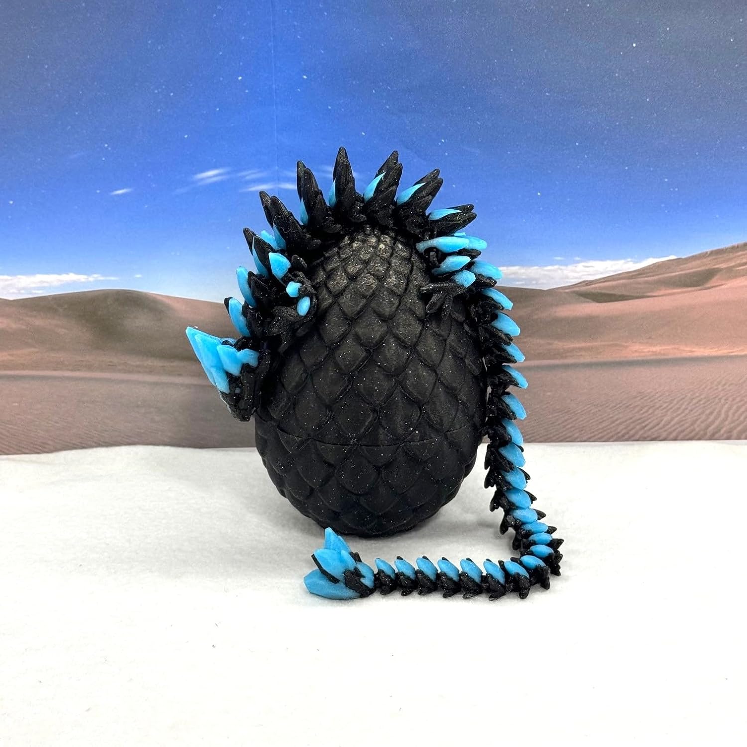 3D Printed Dragon, Glow in The Dark Dragon with Egg, Black and Blue Gemstone Dragon, Home Office Decor Executive Desk Toys, Fidget ADHD Toy for Autism/ADHD - GD010