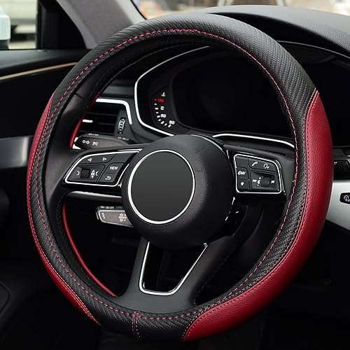 Miniatura 3 de Labbyway - Funda de piel de microfibra para volante de coche, ajuste universal, 15 pulgadas, protector de rueda antideslizante