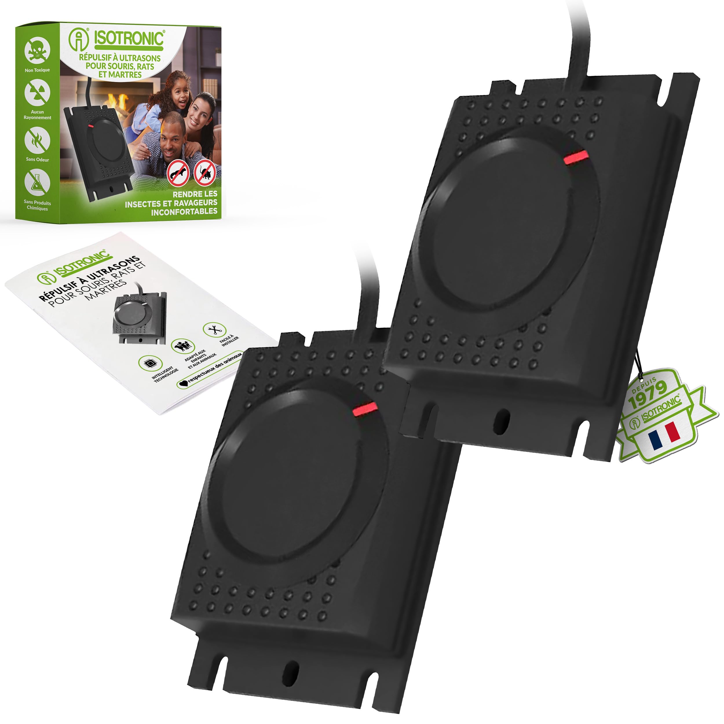 Répulsif ISOTRONIC Contre Les Martres, Souris et Les Rats avec Batterie 12V - Protection Voiture - Éfficace et Facile à 