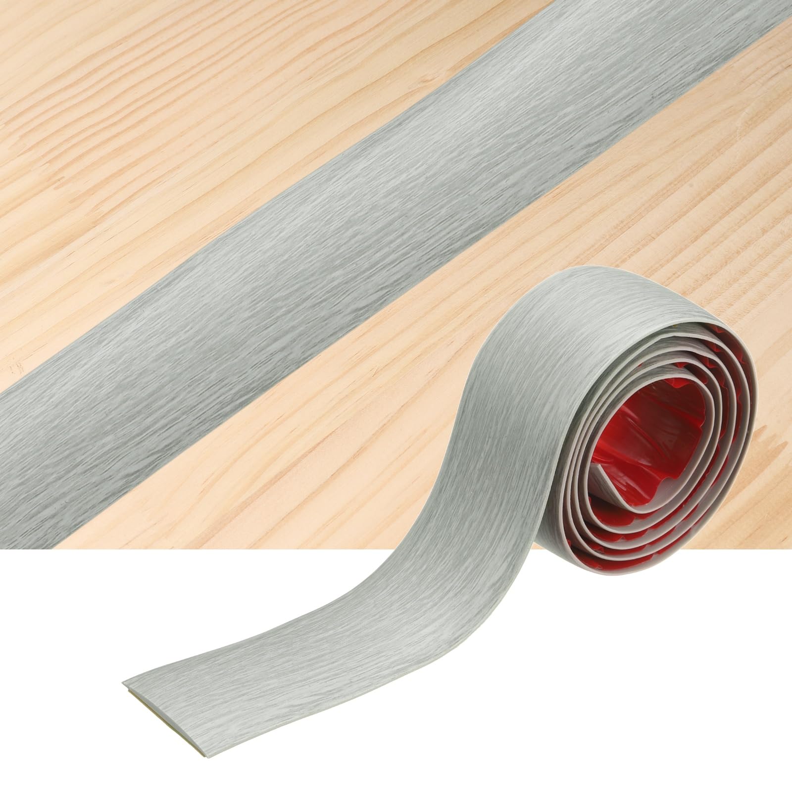sourcing map Floor Transition Strips, 1m x 4cm(LxW) Self Adhesive Vinyl Flooring Edging Trim PVC Flooring Flat Divider Strip Cover Strips for Joining Floor Gaps, White Wood Grain