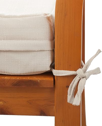 Miniatura 6 de FUNHOME Juego de 2 fundas de cojín para patio al aire libre resistentes al agua con lazos, funda de cojín, funda de asiento para muebles de patio,