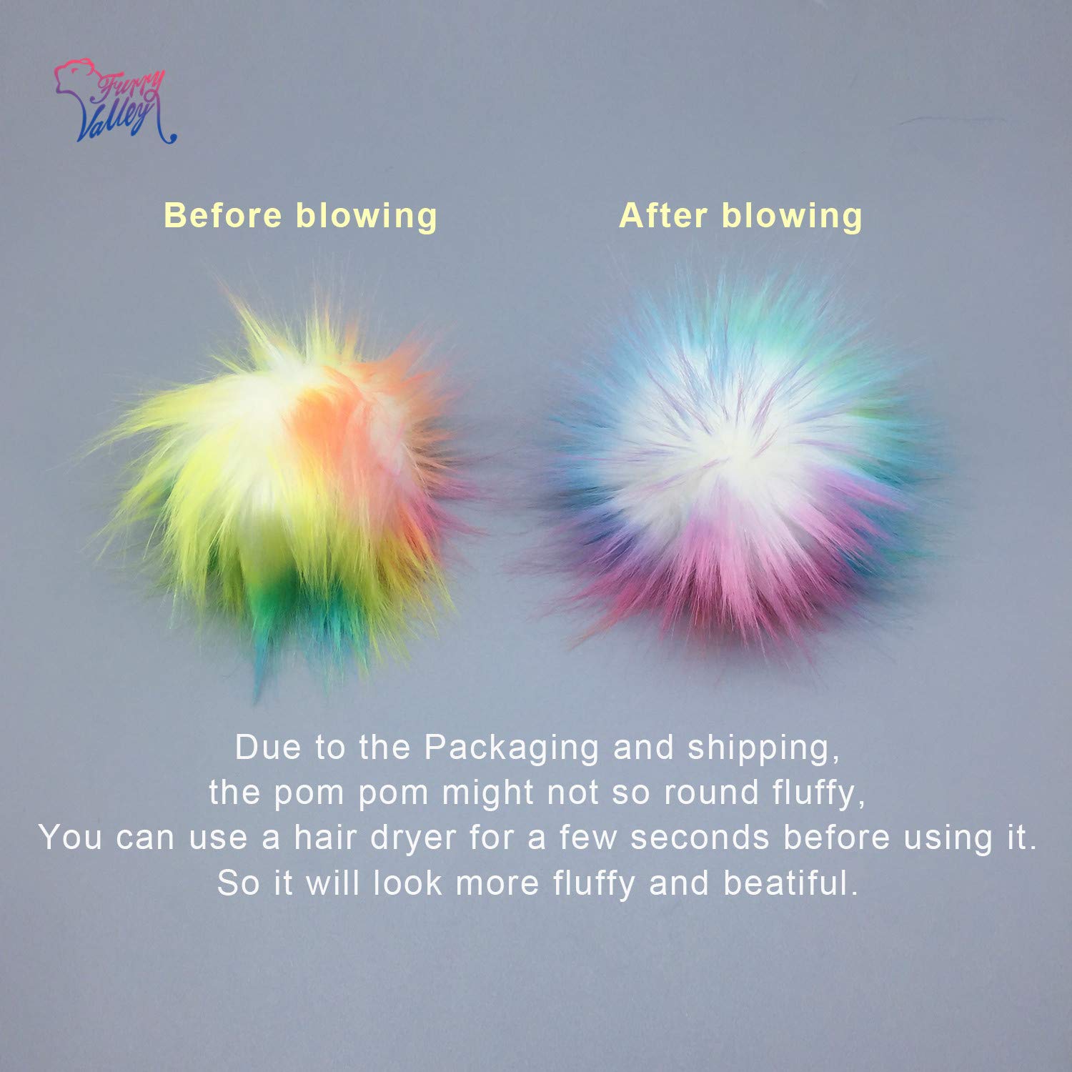 6 Pompons En Fausse Fourrure Extra-large 11cm - Avec Bouton Pression Pour Bonnets, écharpes, DIY
